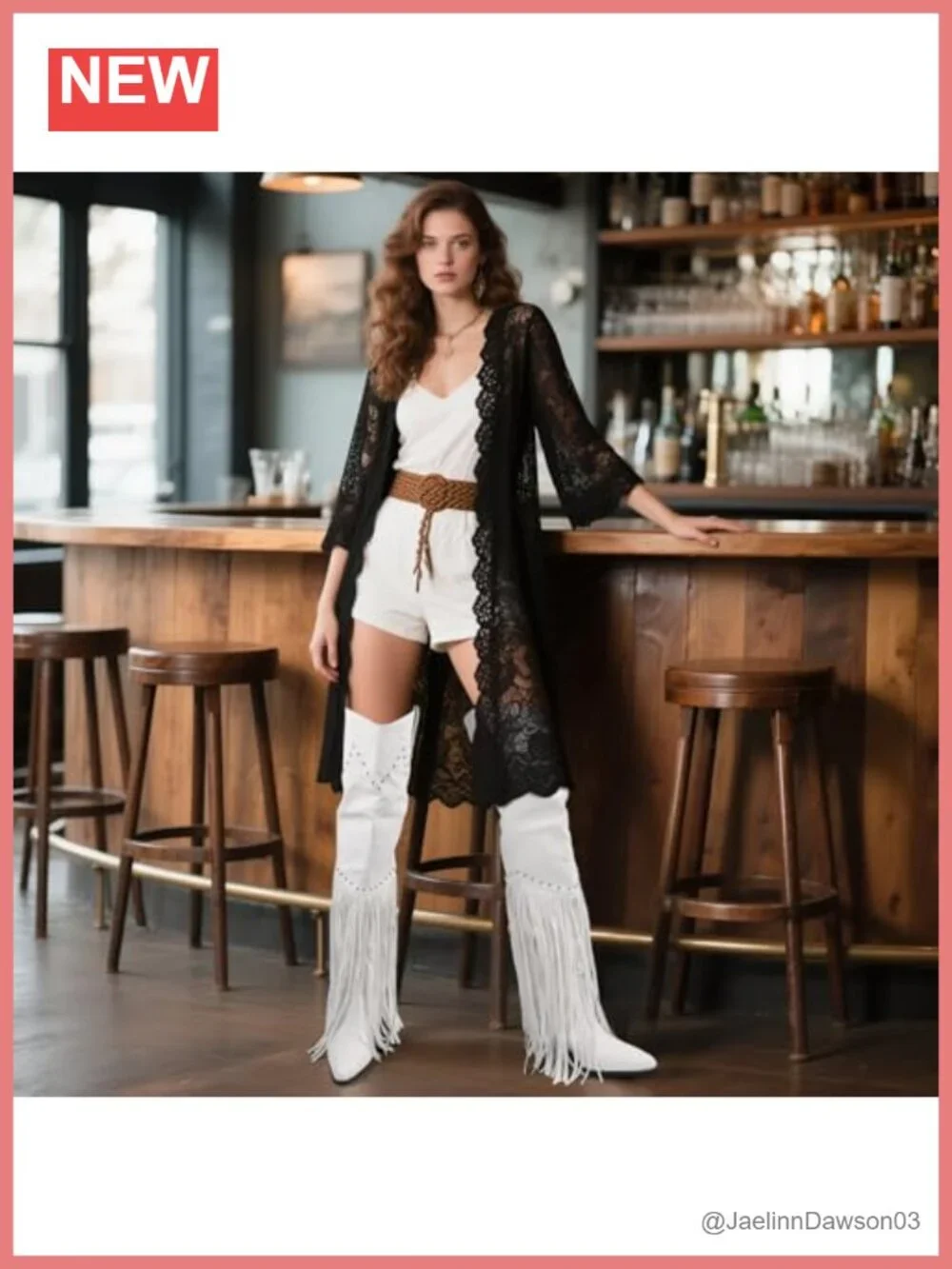 Faux Leather Cowboy Boots Wide Calf Thigh High Chunky Heel